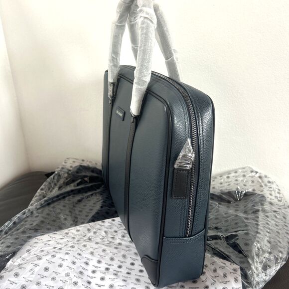 Bolvaint Cabot Luxury Briefcase Navy Leather w/Black Accents Travel Collection - Picture 5 of 11